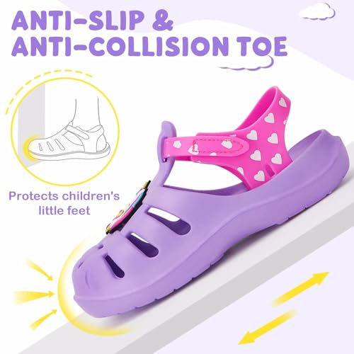 Image of FUNCOO PLUS Boys Girls Sandals Toddler Lightweight EVA Water Shoes Kids Closed Toe Fisherman Sandals Summer Beach Sports Shoes Outdoor