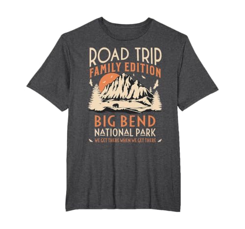 Big Bend US National Park Family Road Trip Vacation T-Shirt, Men's Big and Tall, Dark Heather Grey, 5X Tall