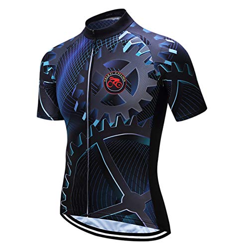 Men's Cycling Jersey Summer Cycling Shirt Short Sleeve Bicycle Clothing Breathable Full Zipper Bicycle Jacket with 3 Pockets