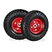 Produktbild Relaxdays 2X Sackkarrenrad 4.1/3.5-4, luftbereifte Ersatzräder, 16mm Achse, bis 136kg, Stahlfelge, 260x85mm, schwarz-rot