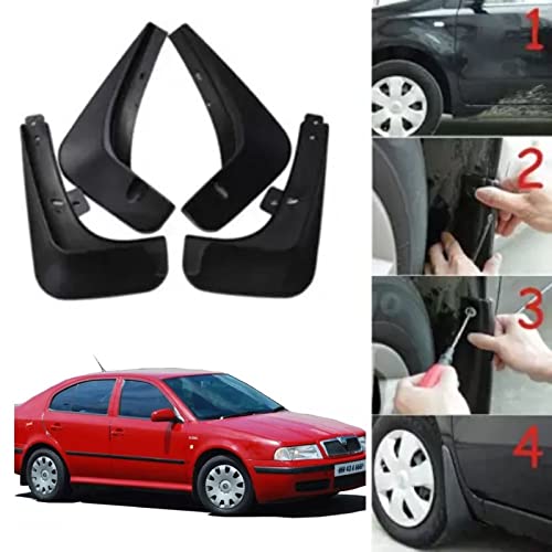 Image of Oshotto (O.E.M Fitting Cup Type) Mud Flap /Splash Guard Compatible with Skoda OCTIVIA Old (Set of 4pc)