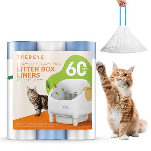 Thereye Sac Litiere Chat 66x30 cm, Sac a Litiere Pour Chat Avec Cordon de Serrage, Sac Litiere Chat Autonettoyante Pour ER-SC06, Épais, Durable et de Grande...