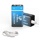 9V Rechargeable Battery Pack, LP 2-Pack 600mAh Li-ion 9 Volt USB Battery with Micro USB Charging Port for Alarms, Wireless Microphones, Smoke Detectors, Toys, Flashlights, Guitar, Keyboard & More