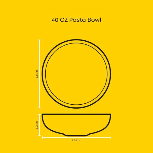 image for JoyJolt Mesa 40oz Stoneware Serving Bowls Set of 4, Large Pasta Salad 