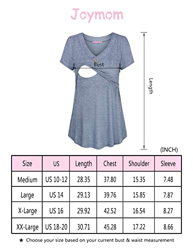 Joymom Nursing Tops Plus Size,Womens Loose Fit V Neck Short Sleeve Breastfeeding Shirts Maternity Flattering Feeding Tunics For Skinny Pants Casual Wear Rose Red 2Xl #TOP5
