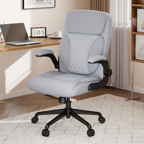 Image of Youhauchair Executive Office Chair, Leather Computer Desk Chair, Grey