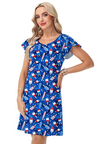 Image of AOBUTE Womens 4th of July Dress American Flag Party Dresses USA Parade Mini Dress