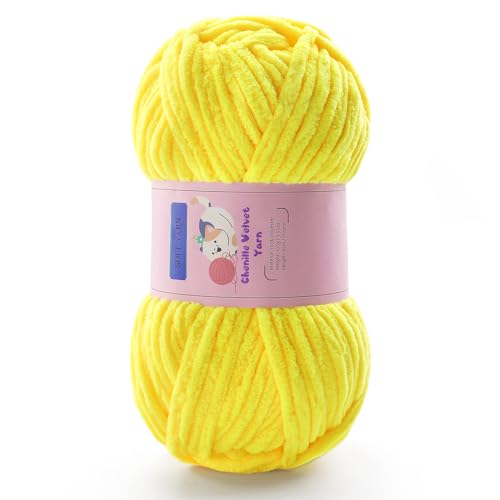 Chunky Yarn for Crocheting - Chenille Yarn for Knitting - Bulky Blanket Yarns for Crocheting Blankets Amigurumi Craft Hat Shoes Plush Fluffy Soft Yarns 71 yds/3.5 oz Each Skein(Chicken Yellow)