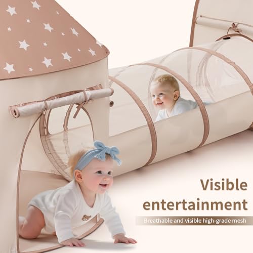Sumbababy Kinderzelt Spieltunnel Indoor mit Bällebad: 3-in-1 Spielzelt Kinder Krabbeltunnel mit Bälle Bad Ohne Bälle für Motorische Fähigkeiten- Baby Bällebad Zelt Tunnel mit Aufbewahrungstasche(3+)