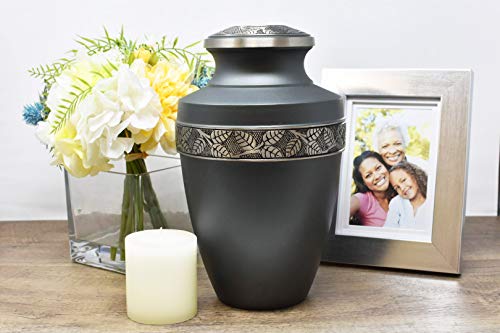 Image of Revere Rustic Pewter Adult Urn - Momentful Life Metal Adult Cremation Urn - Hand Engraved Accents