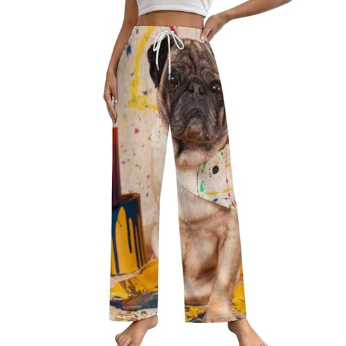 Pantalon de nuit femme motif bouledogue idéal pour vos soirées cocooning S