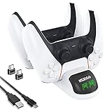 NexiGo PS5 Controller Charger, Playstation 5 Charging Station Dock with LED Indicator, Safety Chip Protection, Dual USB Type C Fast Charging, for Sony DualSense Controller, White