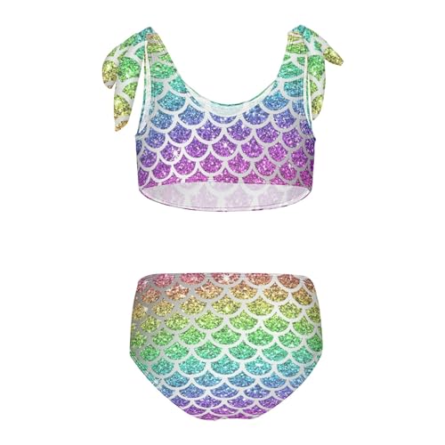 Image of Girls Tankini Swimsuit Bathing Suit Two Piece Bikini Summer Beach Swimwear with Adjustable Strap 3-12 Years Solid Color