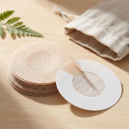 PMELCXD 30 Paires de Coussins de Mamelons Jetables – Discrets et Confortables, Autocollants Satinés pour Femmes, Protection de Mamelons (Beige Satiné, Rond) – vue 3