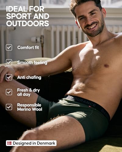 DANISH ENDURANCE Men's Merino Wool Boxer Briefs (1 or 2-Pack) – Odor-Resistant, Breathable & Sweat-Wicking, Optional Fly3