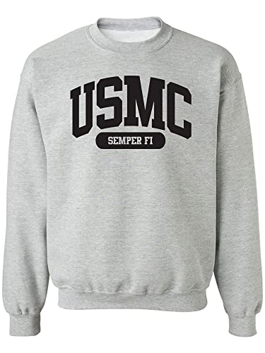 zerogravitee USMC Semper Fi Crewneck Sweatshirt in Sport Grey