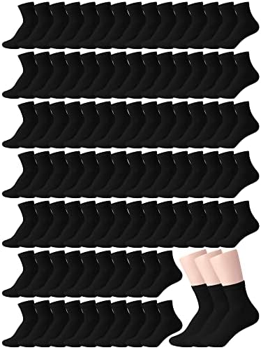 Funtery 300 Pair Men Crew Socks Bulk Polyester Cotton Socks Athletic Wicking Work Socks for Homeless Poor Unfortunate People