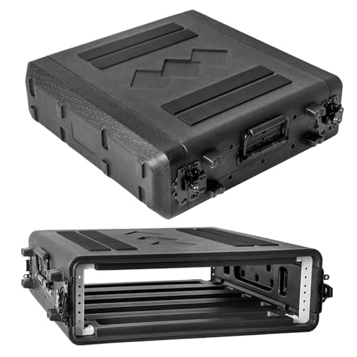 2U Rack Case Audio Rack Rack Case 30.5 cm Profundidad 48.3 cm Rackmount Cases With Front Waterproof Dust 2 Space Shock Mount Rack with Microphone Compartiments ABS Flight Case (260-2U)