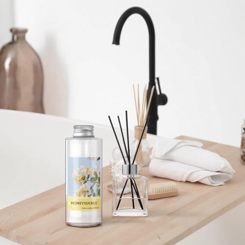 Image of STRN Reed Diffuser Oil Refill, Honeysuckle Scented Diffuser Oil Refills with 6 Reed Sticks 200ML(6.8fl.oz), Room Fresheners for Home, Long-Lasting Summer Fragrance for Living Room, Bedroom, Office
