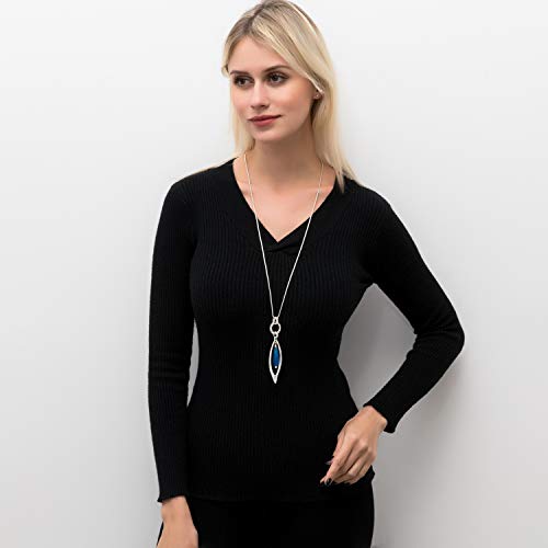 Necklace for Women Fashion Jewelry Bohemian Long Natural Stone Pendant Statement Silver Y Necklaces with Gift Box3