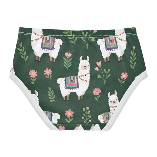 Cute Llamas Dark Green Toddler Girls Underwear 2t Cotton Little Girl Panties Colorful Briefs Undies Kids2