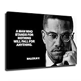 PemzYb African American Malcolm X Quote Poster Wall Art Canvas Painting HD Picture Print for Modern Family Living Room Bedroom Background Wall Decor (08×12inch No Framed)