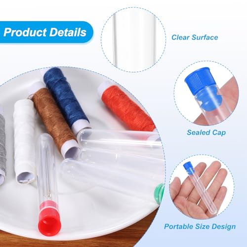 Image of PATIKIL 3 inch Length Plastic Sewing Needle Storage Holder, 6 Pcs Portable Matte Embroidery Needle Pin Toothpick Storage Tubes Case for Craft Knitting, Blue