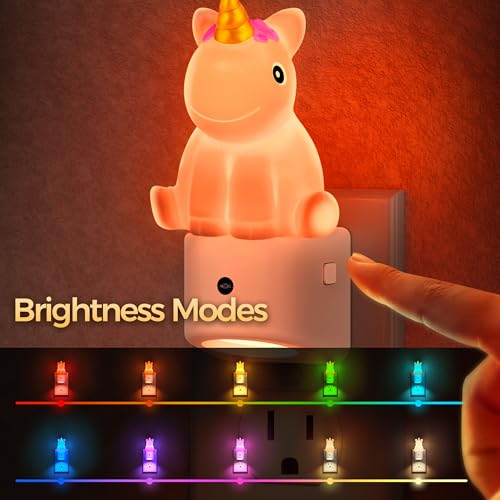 Image of DORESshop LED Night Light for Kids, 3D Cute Unicorn Kids Night Light with Dusk to Dawn Sensor, RGB+Soft White 3000K Plug in Night Light for Kids Room Decor, Birthday Gift Nightlight for Kids
