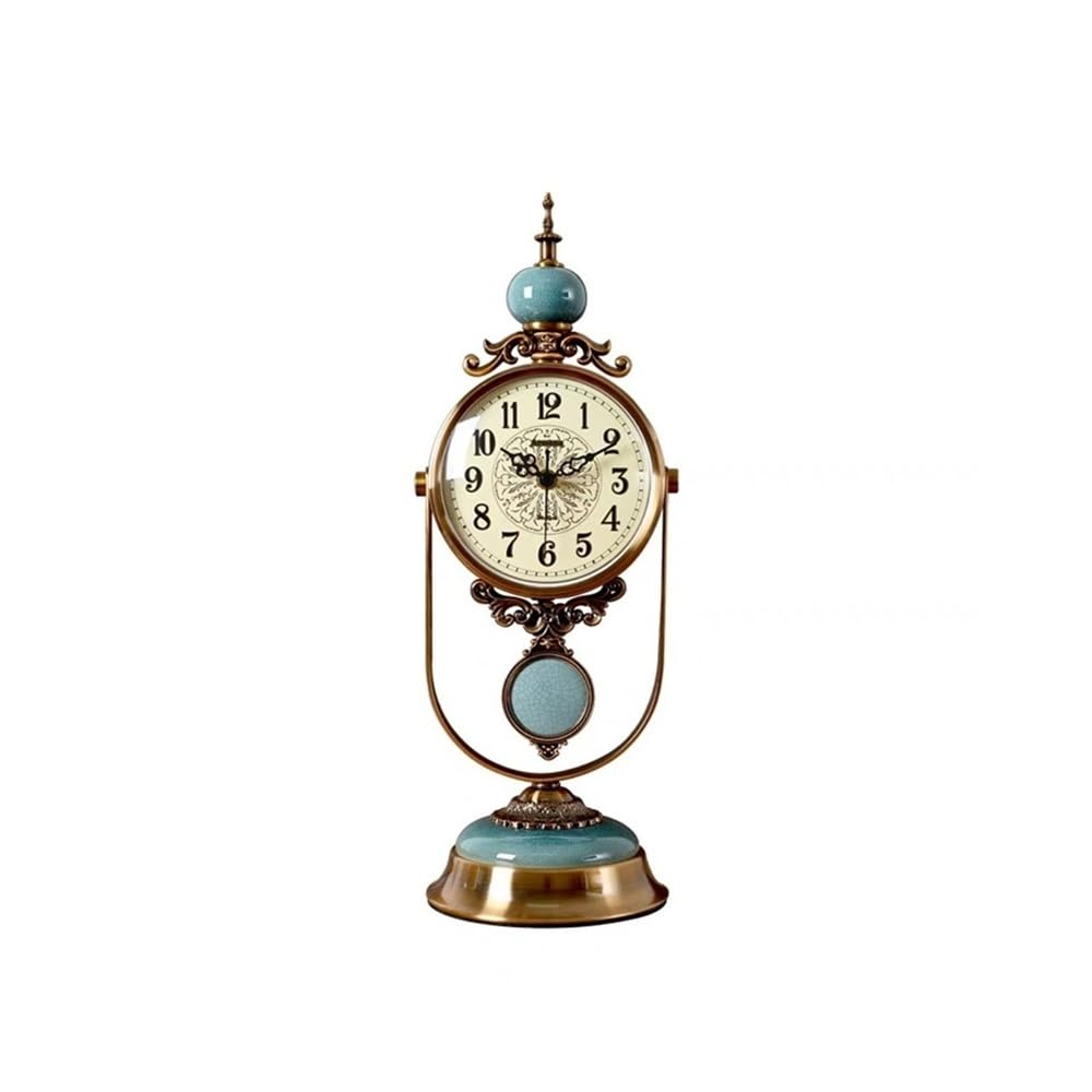 QINGGANG-0224 Mantel Clock Vintage Table Clock Living Room European Household Desktop Pendulum For Decor,Bedroom,Bedside,Shelf