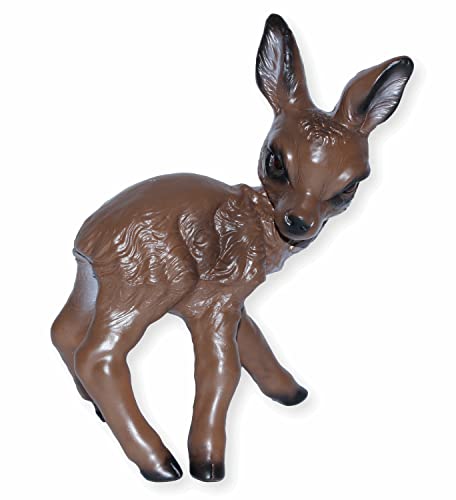 RAKSO Deko Garten Figur Dekofigur Gartenfigur Tierfigur Rehkitz Bambi stehend aus Kunststoff Höhe 30 cm