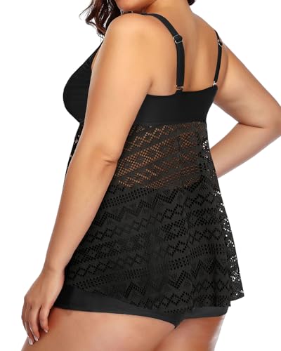 Image of Aqua Eve Women Plus Size Tankini Swimsuit Two Piece Flowy Swimdress Bathing Suits with Shorts
