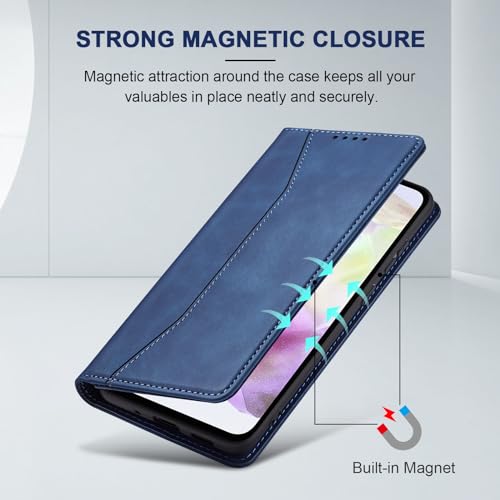 Image of Jasonyu Flip Wallet Case for Samsung Galaxy A35,Blue