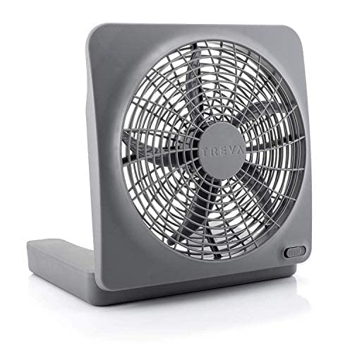 Treva 10-Inch Portable Desktop Air Circulation Battery Fan, 2 Speed, Compact Folding & Tilt Design, With Ac Adapter (Graphite) #TOP4