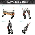 ROXY Folding Beach Wagon Cart – Heavy-Duty Collapsible Utility Wagon with All-Terrain Wheels, Large Storage Capacity, and Adjustable Handle – Ideal for Beach, Camping, and Outdoor Adventures - Image 4
