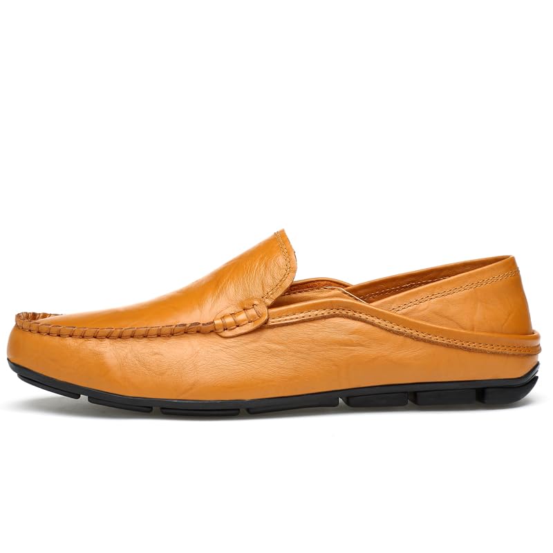Men's Genuine Leather Loafers, Slip-on Driving Moccasins, Casual Flats, Brown,Blue,Black3