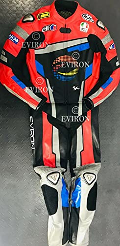 Motorcycle 1 Piece Leather Suit New Multicolour Design (L, Black & Red)