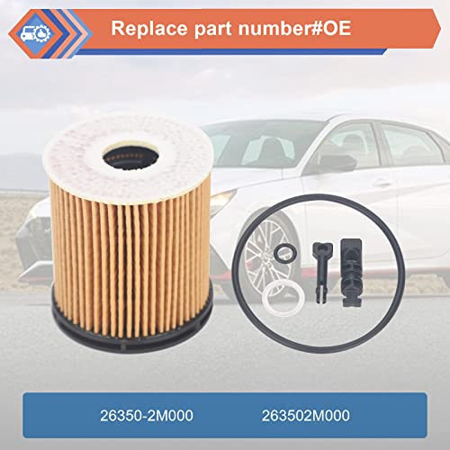 ZONFANT 2 Pcs Engine Oil Filter Compatible With Hyundai KIA Vehicle Accent Elantra Kona Santa Fe Tucson Venue 1.6L 2020-2023, Rio K5 Sorento 1.6L 2020-2023, Replace#26350-2M000 by ZONFANT - Image 2