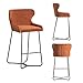 PS Global Tabouret de Bar Neptune, Chaise de Bar en Tissu surpiqué de Diamant - Pied Moderne, Effet Laiton, Cuisine, Tabouret de Bar, Tissu en Velours (Orange)
