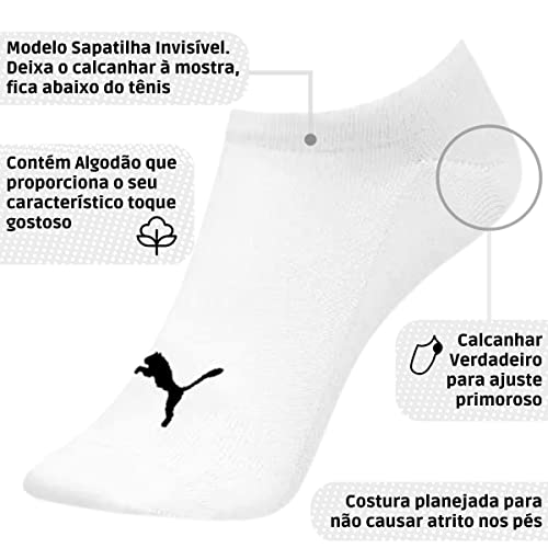 Kit 09 Pares Meias Puma Sapatilha Invisível Feminino Adulto | 6 Branco - 1 Cinza - 1 Marinho - 1 Pre