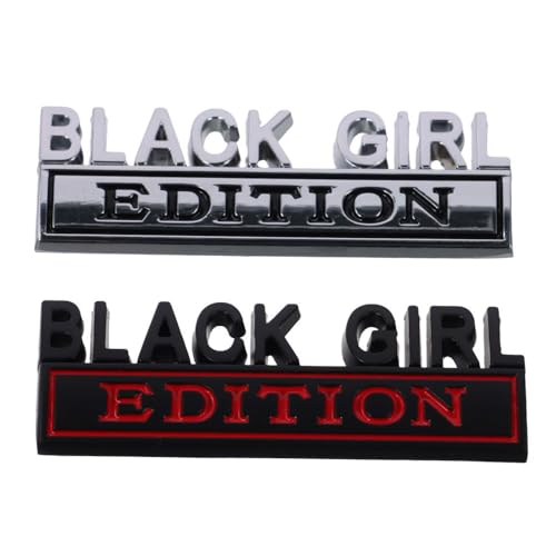 Image of BYOBYO 2PCS Black Girl Edition Emblem 3D Metal Car Side Rear Front Hood Badge Auto Door Badge Universal Car Sticker Replacement Decorations for Vehicle Car Truck SUV, 3.15x1.18in