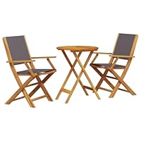 vidaXL 3 Piece Bistro Set - Anthracite Fabric and Acacia Wood - Garden, Balcony, Backyard Furniture - Foldable Design