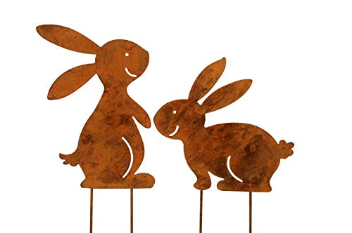 Rostalgie 2tlg. Rostoptik Hasen zum Stecken Garten Dekoration Ostern