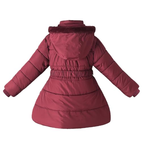 Kids Winter Fleece Lined Padded Coat Girls Fur Collar Hooded Puffer Jacket Parka2