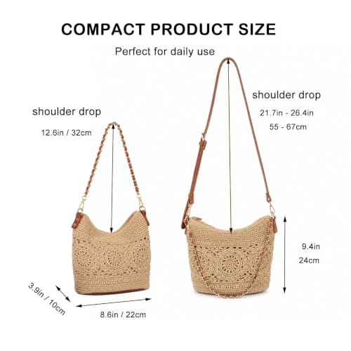 Image of Eiyye Boho Crochet Crossbody Bag Women Handmade Hobo Purse Large Tote Bag for Summer BeachTravel Daily Use