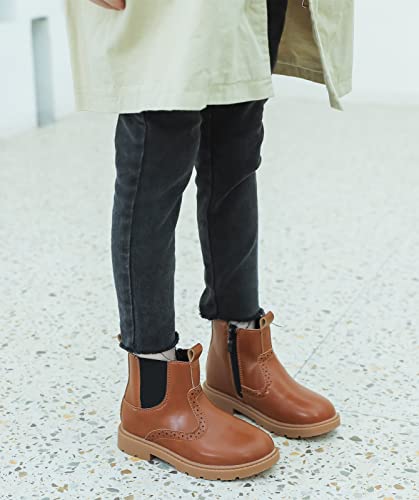 Kkdom Boys Girls Waterproof Outdoor Side Zipper Comfort Chelsea Ankle Boots(Toddler/Little Kid/Big Kid) Leather Brown Us Size 9 M Toddler #TOP2