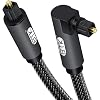 Optische Kabel 90 Graden Ontwerp Digitale optische audiokabel Nylon Gevlochten Jas Toslink kabel voor TV, Luidspreker, Home Theater, Sound Bar,PS4, Xbox etc 2M/Zwart