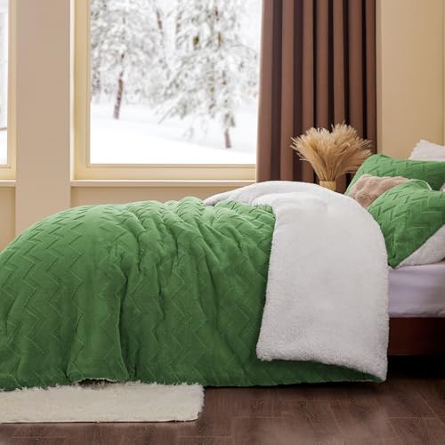 Image of BEDELITE Fluffy Sherpa Twin Comforter Set,Sage Green