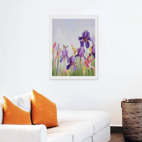 Pintura de puntos de diamante de mariposas y flores iris para adultos y principiantes 7