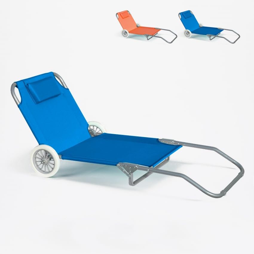 Produce Shop Lettino Spiaggia Mare Portatile Acciaio con Ruote brandina Banana - Azzurro