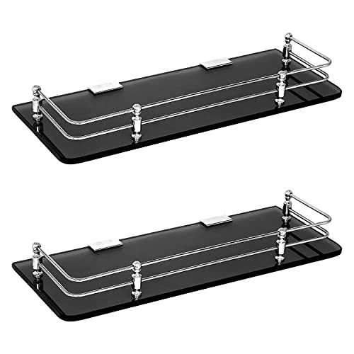 Primax Premium Black Glass Shelf for Bathroom/Kitchen/Living Room - Bathroom Accessories (12x6 - Pack of 2) (B0BQZ78GGS) Amazon Price History, Amazon Price Tracker